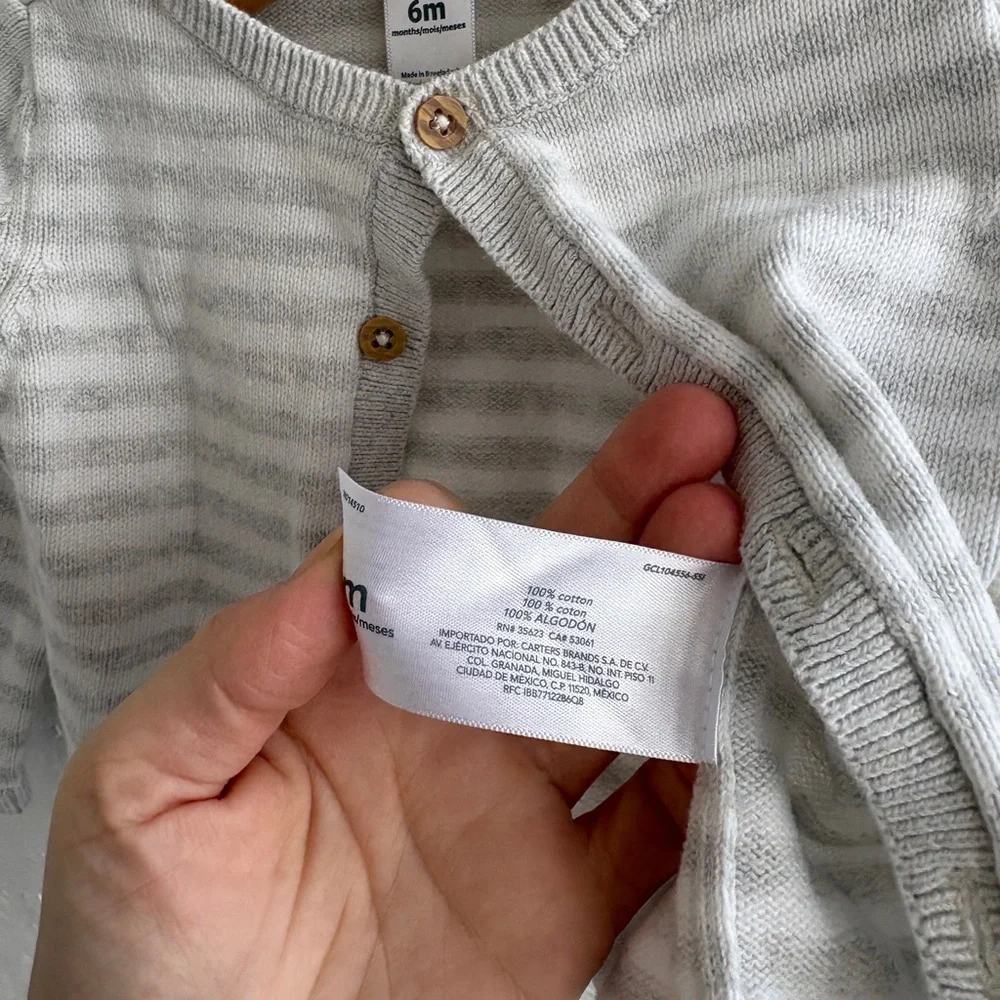 Carters 6month Trendy 100% cotton striped cardigan